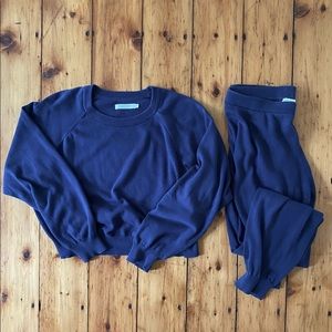 The Sonny Set by Christy Dawn, 100% cotton loungewear/pajamas, Navy Blue, M/L